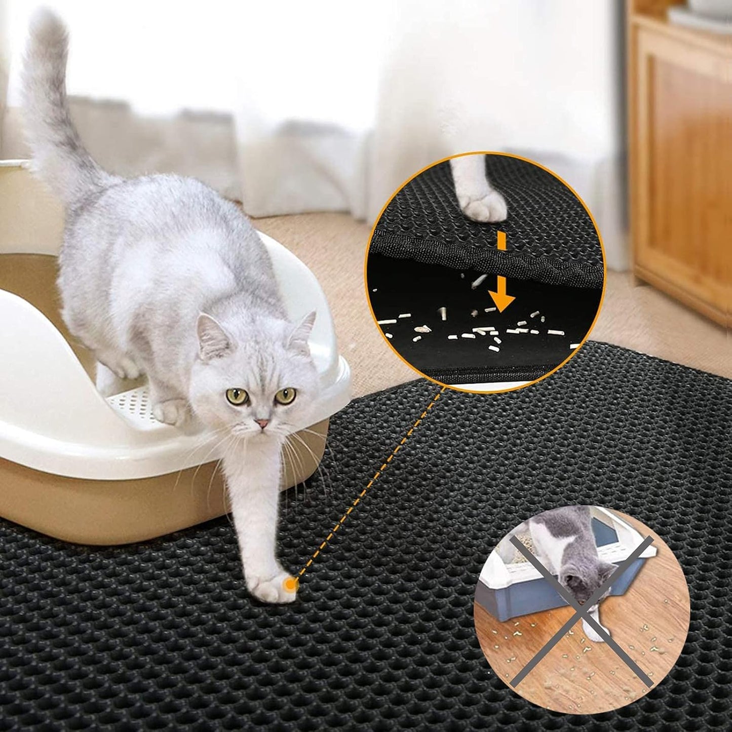LitterLatch Honeycomb Litter Mat – Waterproof & Washable (45×60 cm)