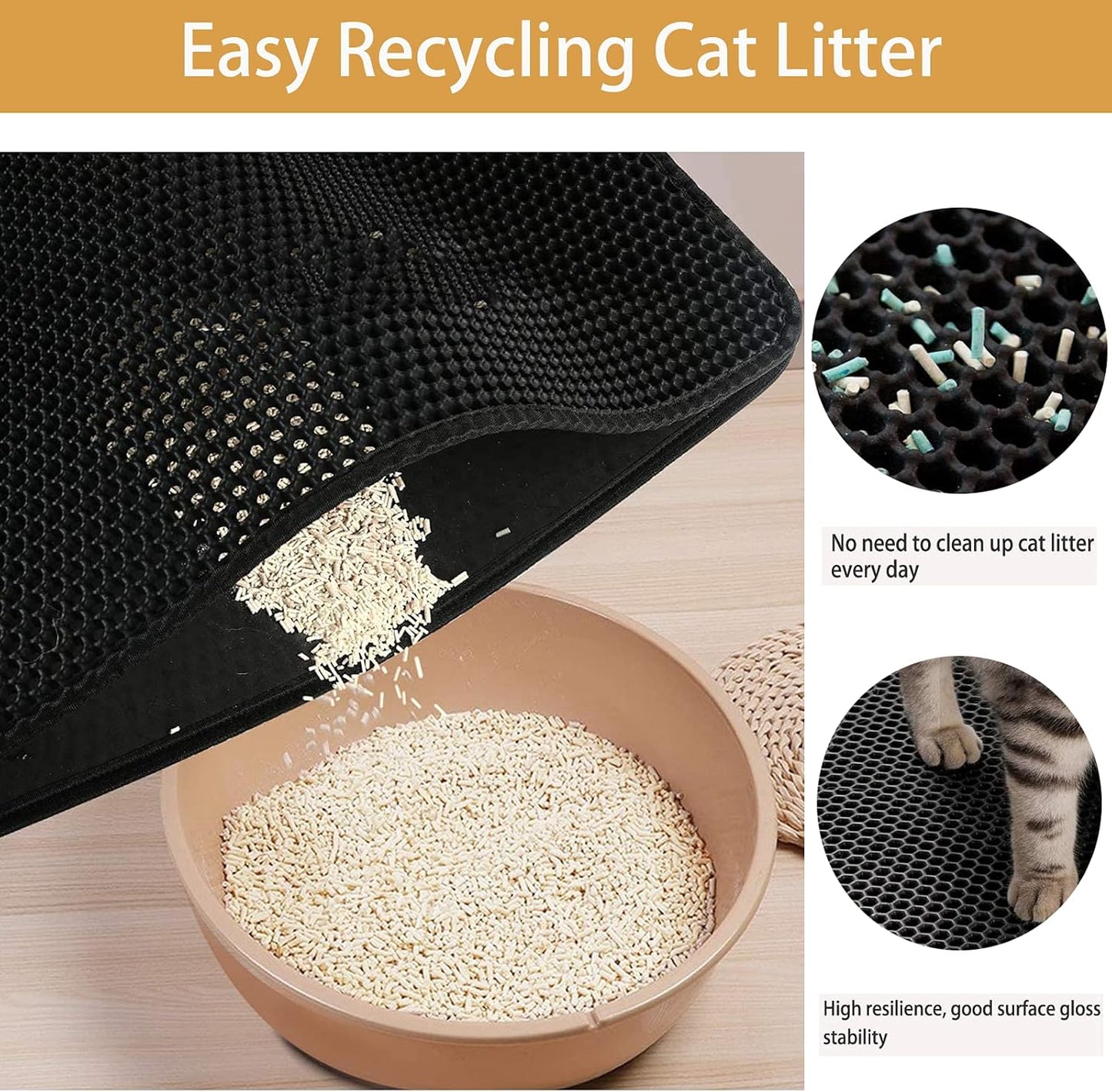 LitterLatch Honeycomb Litter Mat – Waterproof & Washable (45×60 cm)