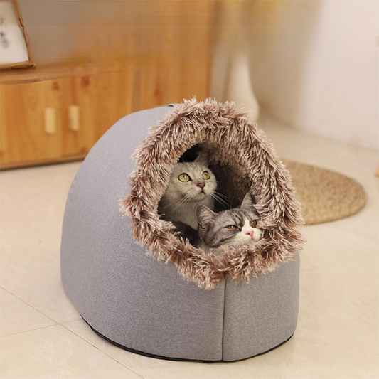 Plush Cave - Cozy Hideaway Bed for Cats & Small Dogs