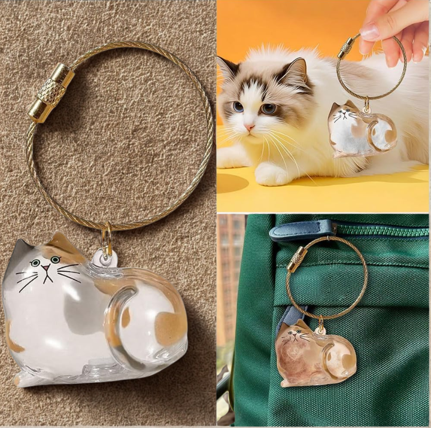 PurrKeeps (Set of 3) - Pet Fur Memory Keychain with Keepsake Charm