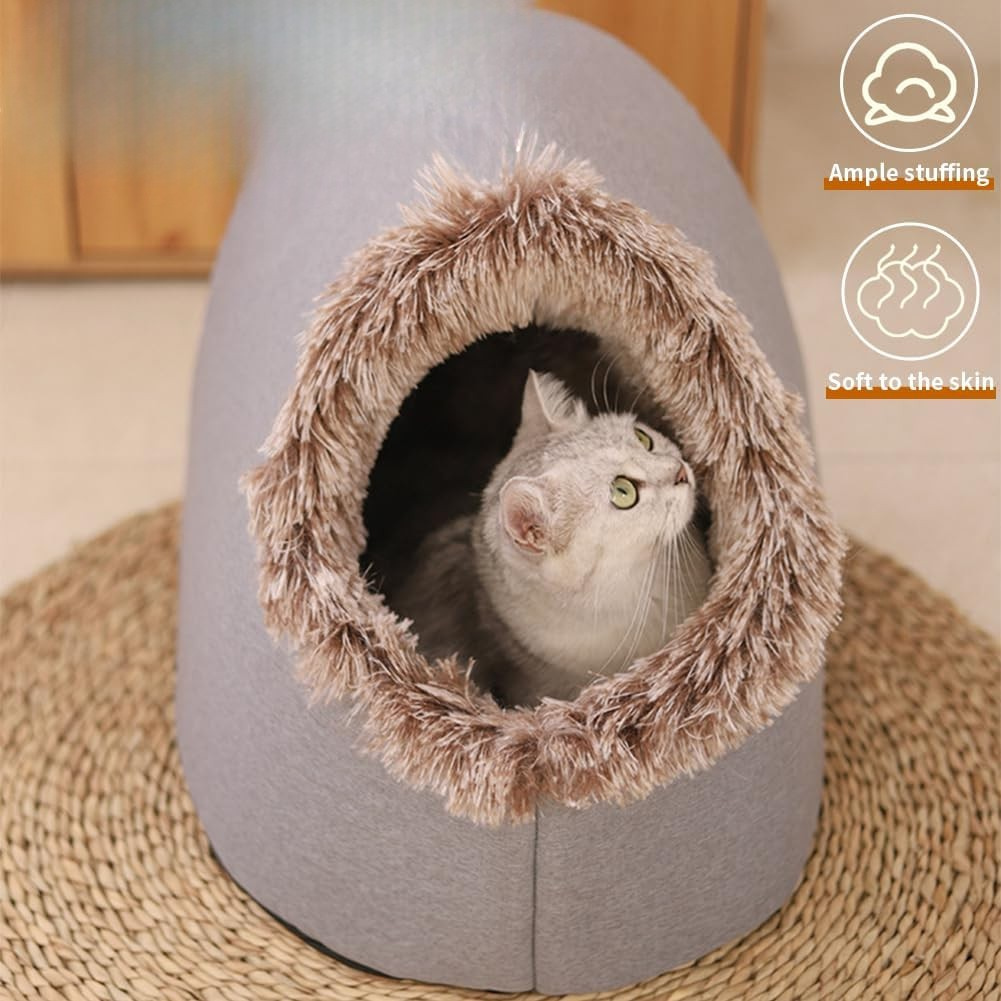 Plush Cave - Cozy Hideaway Bed for Cats & Small Dogs